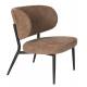 Fauteuil de Salon Sanne Woody Siège Acier Noir et Tissu Orange Assise Basse 62x72x76cm