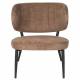 Fauteuil de Salon Sanne Woody Siège Acier Noir et Tissu Orange Assise Basse 62x72x76cm