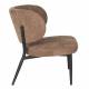 Fauteuil de Salon Sanne Woody Siège Acier Noir et Tissu Orange Assise Basse 62x72x76cm
