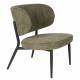 Fauteuil de Salon Sanne Woody Siège Acier Noir et Tissu Gris Vert Assise Basse 62x72x76cm