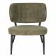 Fauteuil de Salon Sanne Woody Siège Acier Noir et Tissu Gris Vert Assise Basse 62x72x76cm