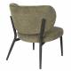 Fauteuil de Salon Sanne Woody Siège Acier Noir et Tissu Gris Vert Assise Basse 62x72x76cm
