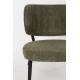 Fauteuil de Salon Sanne Woody Siège Acier Noir et Tissu Gris Vert Assise Basse 62x72x76cm