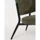 Fauteuil de Salon Sanne Woody Siège Acier Noir et Tissu Gris Vert Assise Basse 62x72x76cm