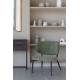 Fauteuil de Salon Sanne Woody Siège Acier Noir et Tissu Gris Vert Assise Basse 62x72x76cm