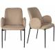 Lot de 2 Chaises Tjarda Woody Duo d’Assises Acier et Tissu Marron Fauteuil de Repas 57,5x60x85cm