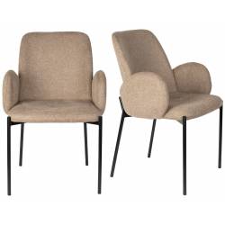 Lot de 2 Chaises Tjarda Woody Duo d’Assises Acier et Tissu Marron Fauteuil de Repas 57,5x60x85cm