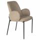 Lot de 2 Chaises Tjarda Woody Duo d’Assises Acier et Tissu Marron Fauteuil de Repas 57,5x60x85cm