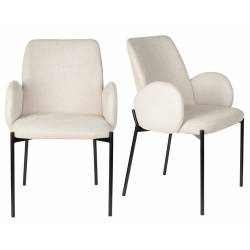 Lot de 2 Chaises Tjarda Woody Duo d’Assises Acier et Tissu Taupe Fauteuil de Repas 57,5x60x85cm