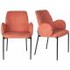 Lot de 2 Fauteuils de Repas Tjarda Woody Duo d’Assises Acier et Tissu Rose Poudré 57,5x60x85cm