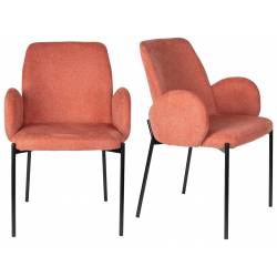 Lot de 2 Fauteuils de Repas Tjarda Woody Duo d’Assises Acier et Tissu Rose Poudré 57,5x60x85cm