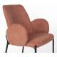 Lot de 2 Fauteuils de Repas Tjarda Woody Duo d’Assises Acier et Tissu Rose Poudré 57,5x60x85cm