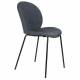 Lot de Deux Chaises Bonnet Zuiver Duo de Fauteuils de Repas Acier et Velours Gris Bleu Assises 45x53x84cm