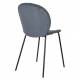 Lot de Deux Chaises Bonnet Zuiver Duo de Fauteuils de Repas Acier et Velours Gris Bleu Assises 45x53x84cm