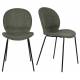 Lot de Deux Chaises Bonnet Zuiver Duo de Fauteuils de Repas Acier et Velours Vert Assises 45x53x84cm