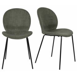 Lot de Deux Chaises Bonnet Zuiver Duo de Fauteuils de Repas Acier et Velours Vert Assises 45x53x84cm
