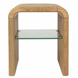 Guéridon Brave Zuiver Sellette en Bois et Verre Table d’Appoint Design Chêne et Hévea 42x50x58cm