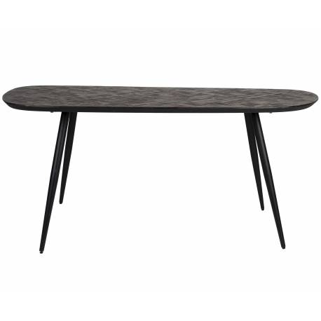 Table de Repas Webster Woody Table de Salle à Manger Rectangulaire Teck Recyclé et Fer 76x96x180cm