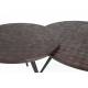 Duo de Tables Basses Webster Woody Lot de Deux Tables Rondes en Bois Marron et Fer Design Damier