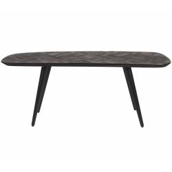 Banquette de Salon Webster Woody Banc en Teck et Fer Design Assise Damier