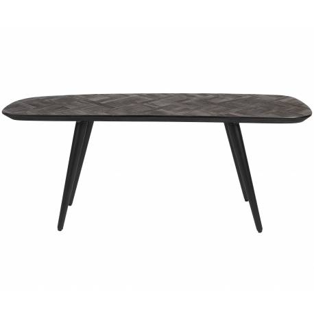 Banquette de Salon Webster Woody Banc en Teck et Fer Design Assise Damier