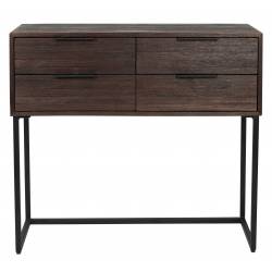 Console d’Entrée Webster S Woody Coiffeuse 4 Tiroirs Meuble de Rangement Bois et Fer