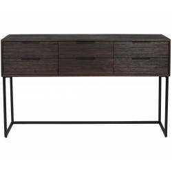 Console d’Entrée Webster L Woody Coiffeuse 6 Tiroirs Meuble de Rangement Bois et Fer