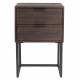 Chevet Webster Woody Meuble d’Appoint 2 Tiroirs Table de Nuit Bois et Fer