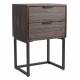 Chevet Webster Woody Meuble d’Appoint 2 Tiroirs Table de Nuit Bois et Fer