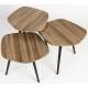 Lot de 3 Tables Basses Cuties Woody Trio de Tables de Salon Guéridons Fer et Bois