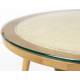 Table Basse Haru Woody Table de Salon Ronde Bois, Rotin et Verre Design Rétro 38x70x70cm