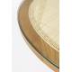 Table Basse Haru Woody Table de Salon Ronde Bois, Rotin et Verre Design Rétro 38x70x70cm