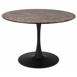 Table de Repas Maru Woody Table de Salle à Manger Ronde Bois et Métal Pied Tulipe 75x110x110cm