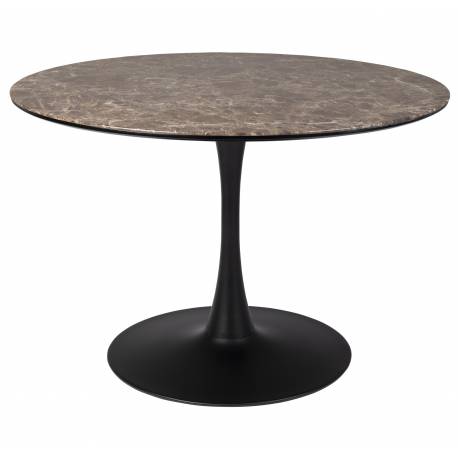 Table de Repas Maru Woody Table de Salle à Manger Ronde Bois et Métal Pied Tulipe 75x110x110cm