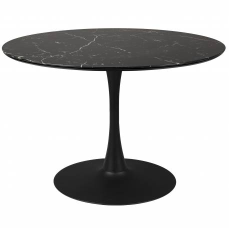 Table de Repas Maru Woody Table de Salle à Manger Ronde Bois et Métal Pied Tulipe 75x110x110cm