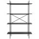 Etagère Marcio Woody Colonne de Rangement Support 4 Etagères Bois et Métal Noir 40x80x120cm