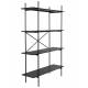 Etagère Marcio Woody Colonne de Rangement Support 4 Etagères Bois et Métal Noir 40x80x120cm