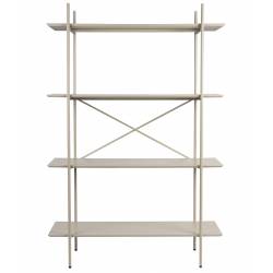 Etagère Marcio Woody Colonne de Rangement Support 4 Etagères Bois et Métal Beige 40x80x120cm
