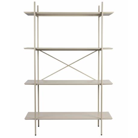 Etagère Marcio Woody Colonne de Rangement Support 4 Etagères Bois et Métal Beige 40x80x120cm
