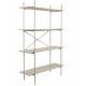 Etagère Marcio Woody Colonne de Rangement Support 4 Etagères Bois et Métal Beige 40x80x120cm