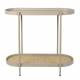 Console Amaya Woody Enfilade Bois, Rotin et Métal Sellette Ovale Table d’Appoint 39x76x85cm