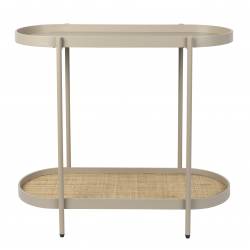 Console Amaya Woody Enfilade Bois, Rotin et Métal Sellette Ovale Table d’Appoint 39x76x85cm