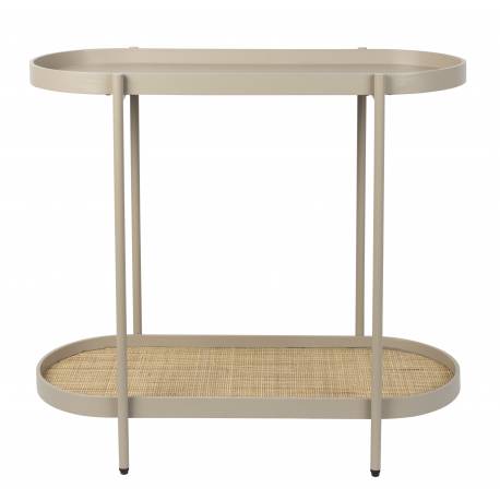Console Amaya Woody Enfilade Bois, Rotin et Métal Sellette Ovale Table d’Appoint 39x76x85cm