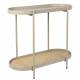 Console Amaya Woody Enfilade Bois, Rotin et Métal Sellette Ovale Table d’Appoint 39x76x85cm