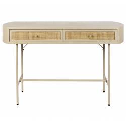 Console Amaya Woody Bureau Bois, Rotin et Métal Enfilade un Tiroir Table d’Appoint 40x76x120cm