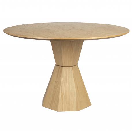 Table de Repas Lotus Zuiver Table de Salle à Manger Ronde Piètement Central Finition Chêne Naturel 75x120x120cm