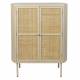 Cabinet Amaya Woody Armoire Bois, Rotin Métal Meuble de Rangement 2 Portes Bahut 38x80x100cm
