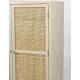 Cabinet Amaya Woody Armoire Bois, Rotin Métal Meuble de Rangement 2 Portes Bahut 38x80x100cm