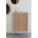 Cabinet Amaya Woody Armoire Bois, Rotin Métal Meuble de Rangement 2 Portes Bahut 38x80x100cm