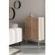 Cabinet Amaya Woody Armoire Bois, Rotin Métal Meuble de Rangement 2 Portes Bahut 38x80x100cm